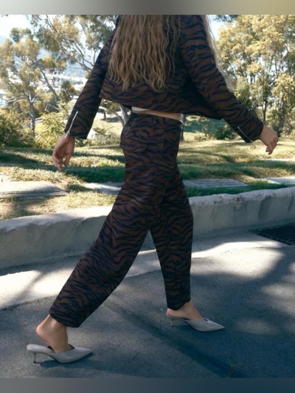 Zara Tiger Print Barrel Pants